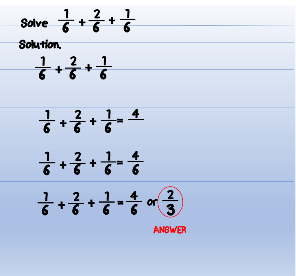 how to solve addition and subtraction of similar fractions