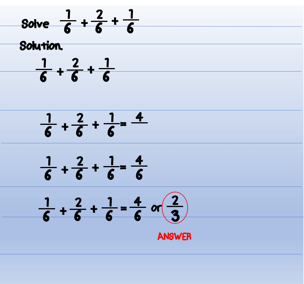 Fraction Addition Examples With Answers