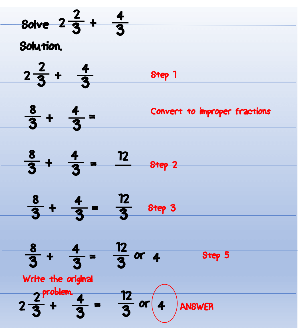 adding amp subtracting mixed number fractions common core