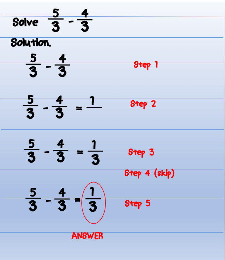 subtracting similar fractions example 13 | MATH LOVER